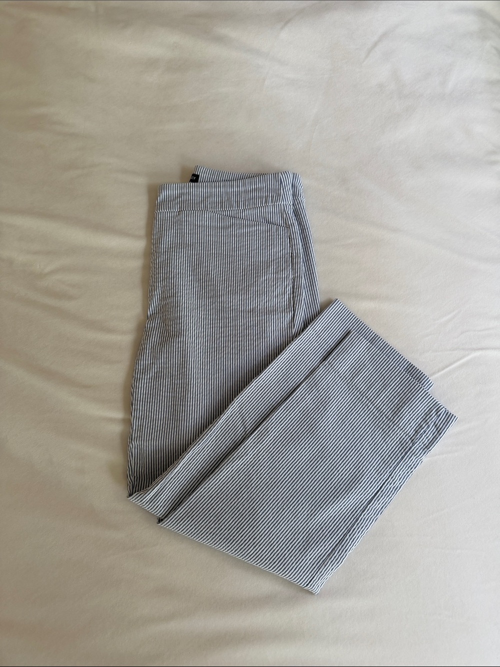 Striped Ankle-Length Cropped Pants in Blue/White